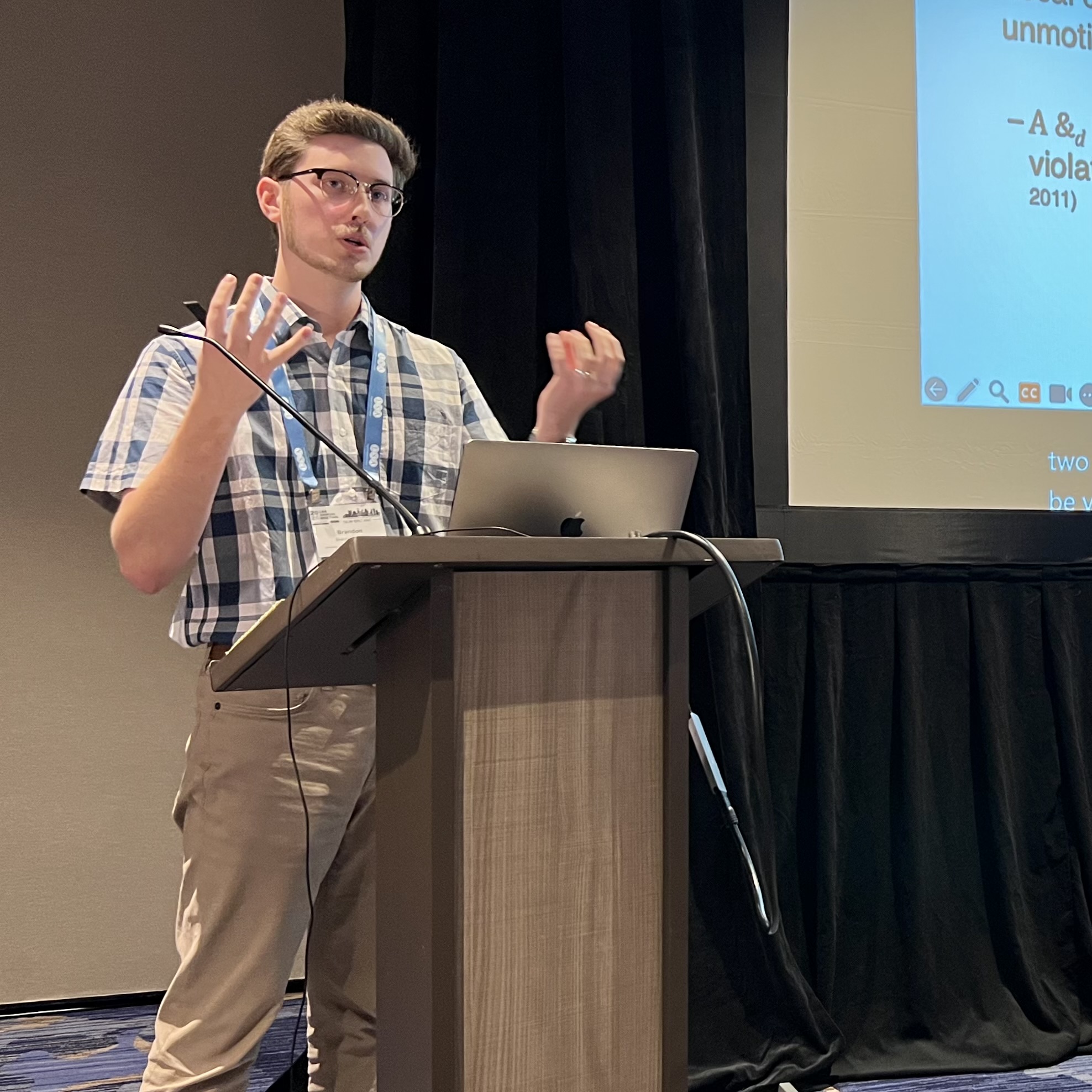 Brandon giving a talk